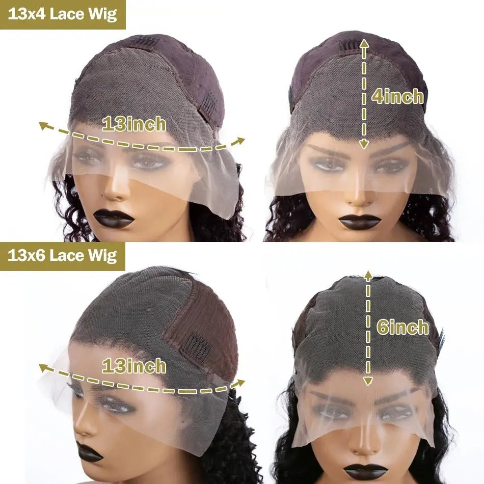 Deep Wave Human Hair Lace Frontal Wig 13x4 / 13x6 HD Transparent Lace Curly Wig for Women