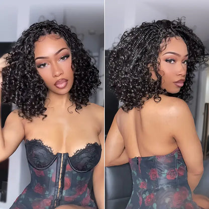 13x6 HD Lace Wig Glueless Wear & Go 12” Boho Braids Water Wave Pre-Cut Lace – Premium Fiber, Beginner Friendly