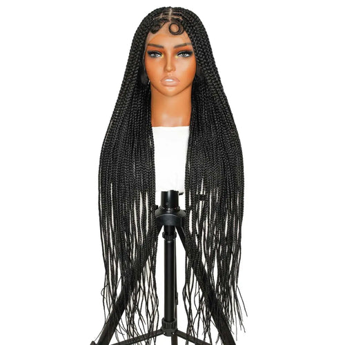 36" Knotless Square Full Handmade Premium Synthetic Fiber Box Braided Wig