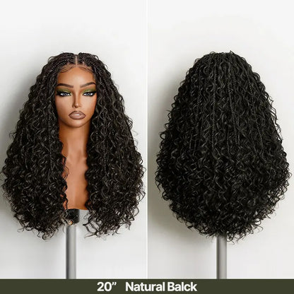 13x6 HD Lace Wig Glueless Wear & Go 12” Boho Braids Water Wave Pre-Cut Lace – Premium Fiber, Beginner Friendly