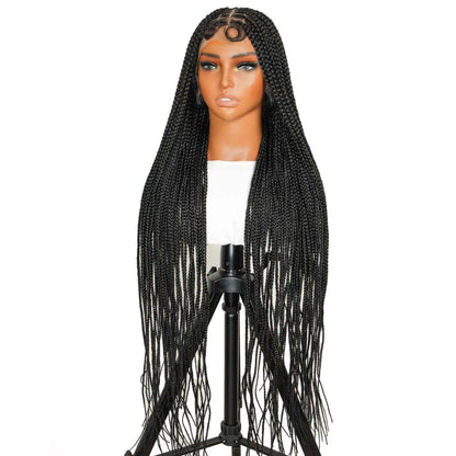 36" Knotless Square Full Handmade Premium Synthetic Fiber Box Braided Wig