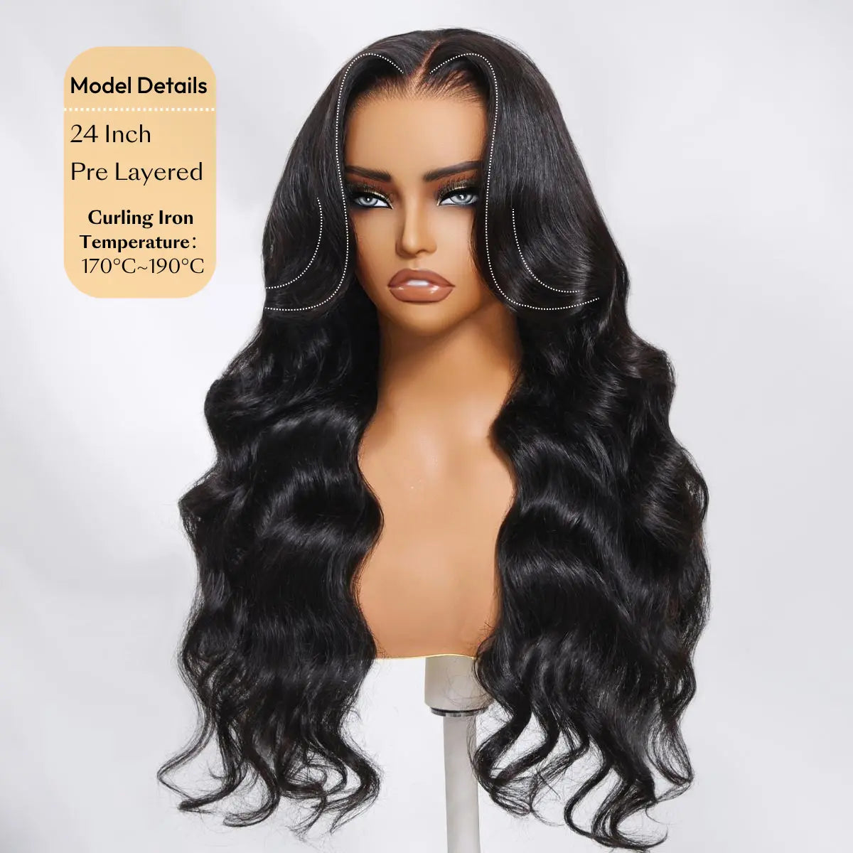 13x4 Lace Frontal Human Hair Body Wave Wig Pre-Cut Pre-Bleached Pre-Plucked 180% Density Adjustable Drawstring Beginner Friendly