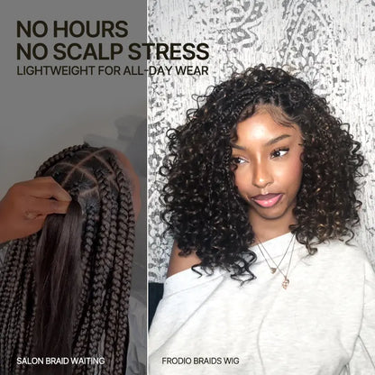 13x6 HD Lace Wig Glueless Wear & Go 12” Boho Braids Water Wave Pre-Cut Lace – Premium Fiber, Beginner Friendly