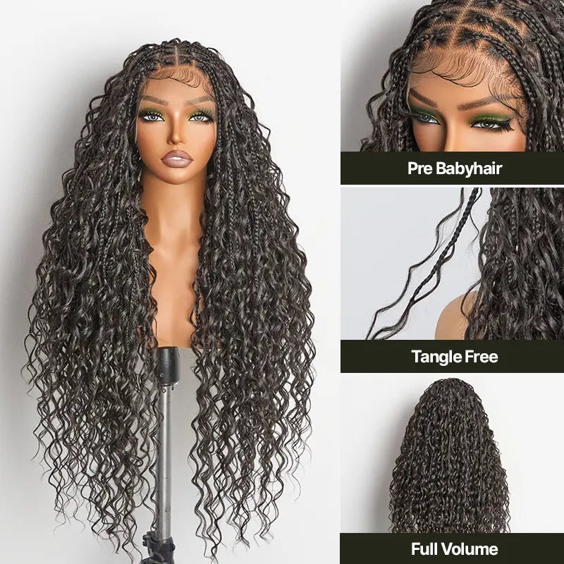 Full Lace Boho Curl & Water Wave Synthetic Box Braided Wig