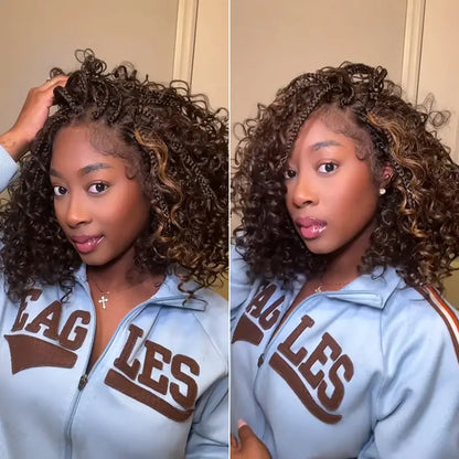 13x6 HD Lace Wig Glueless Wear & Go 12” Boho Braids Water Wave Pre-Cut Lace – Premium Fiber, Beginner Friendly