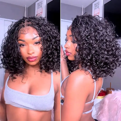 13x6 HD Lace Wig Glueless Wear & Go 12” Boho Braids Water Wave Pre-Cut Lace – Premium Fiber, Beginner Friendly