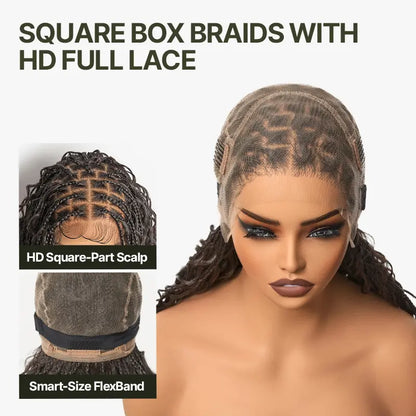 Full Lace Boho Curl & Water Wave Synthetic Box Braided Wig