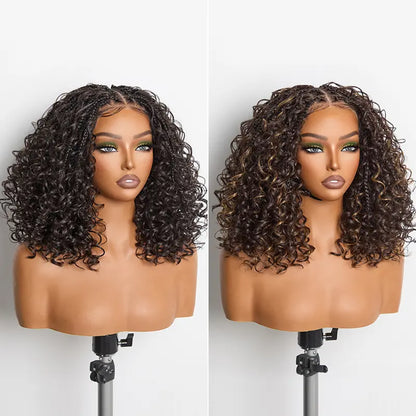 13x6 HD Lace Wig Glueless Wear & Go 12” Boho Braids Water Wave Pre-Cut Lace – Premium Fiber, Beginner Friendly