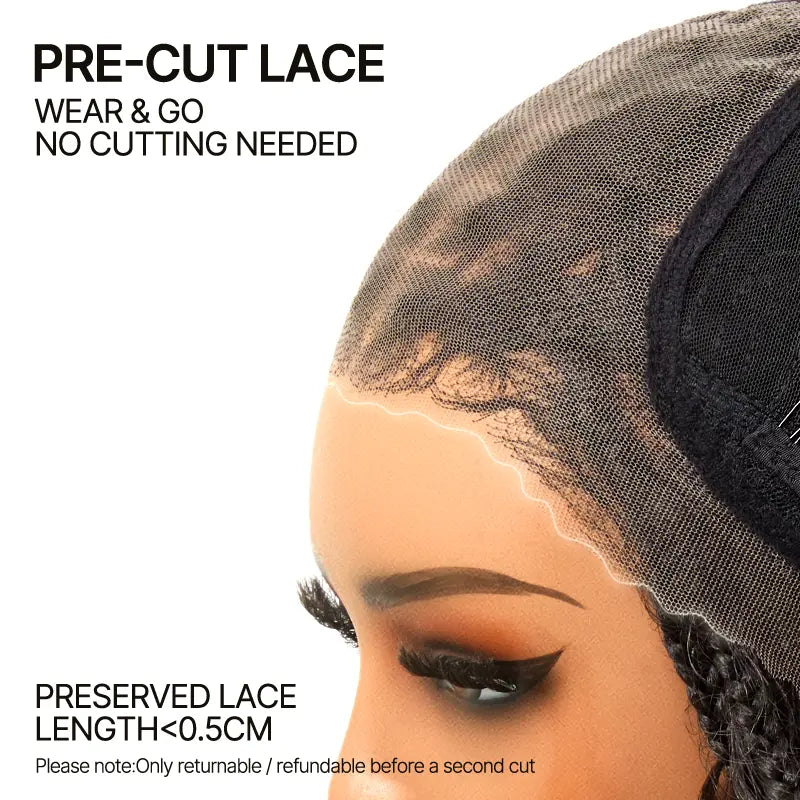 13x6 HD Lace Wig Glueless Wear & Go 12” Boho Braids Water Wave Pre-Cut Lace – Premium Fiber, Beginner Friendly