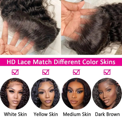 Deep Wave Human Hair Lace Frontal Wig 13x4 / 13x6 HD Transparent Lace Curly Wig for Women