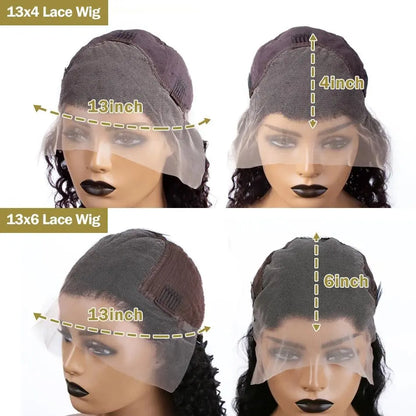Deep Wave Human Hair Lace Frontal Wig 13x4 / 13x6 HD Transparent Lace Curly Wig for Women
