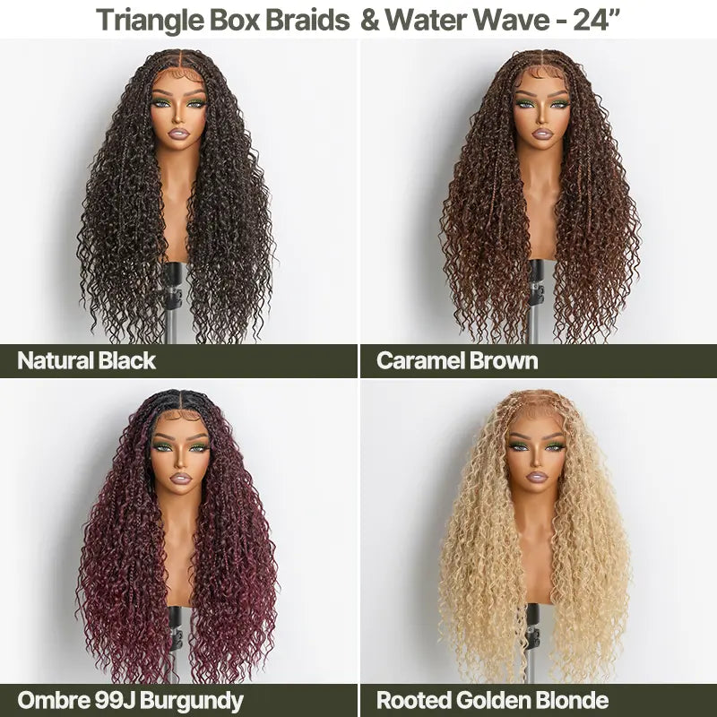 Full Lace Boho Curl & Water Wave Synthetic Box Braided Wig