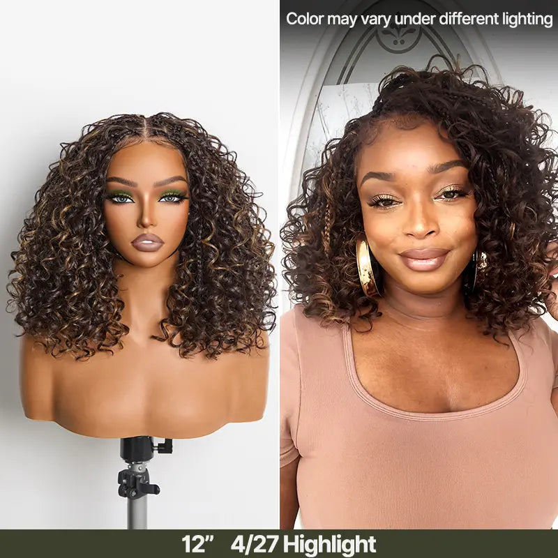 13x6 HD Lace Wig Glueless Wear & Go 12” Boho Braids Water Wave Pre-Cut Lace – Premium Fiber, Beginner Friendly