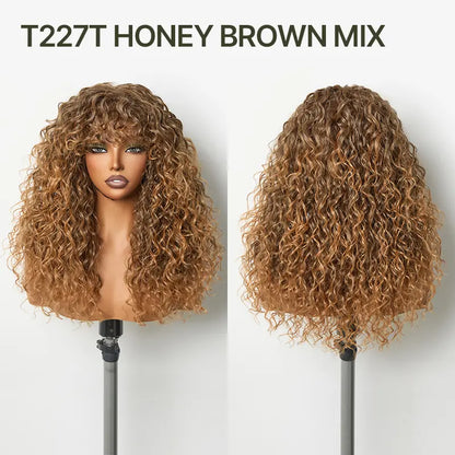 Curly Human Hair Wig with Bangs – Shaggy Waves, Big Hair, Ready-to-Wear